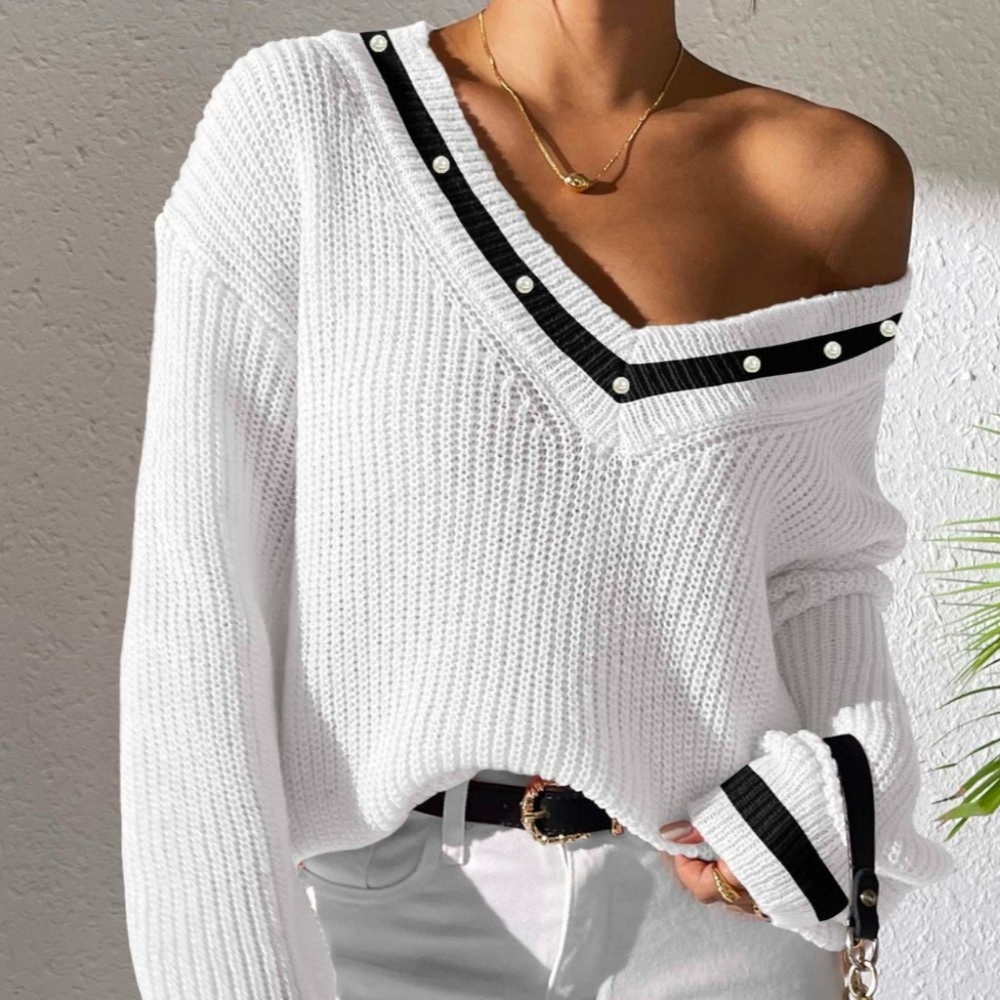 Bordered Beauty Sweater - White - Picture 7 of 7